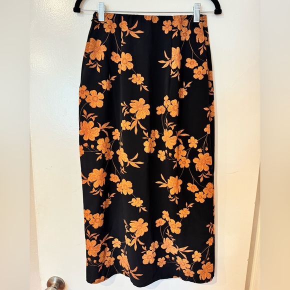 Sanctuary Black Maxi Skirt with Orange Floral Print - Picture 3 of 5